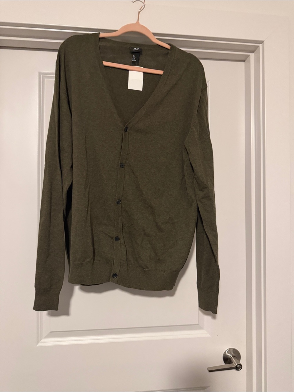 H&M Olive Green Button-Up V-Neck Cardigan